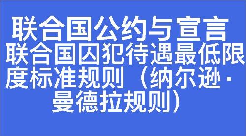 联合国囚犯待遇最低限度标准规则（纳尔逊·曼德拉规则）